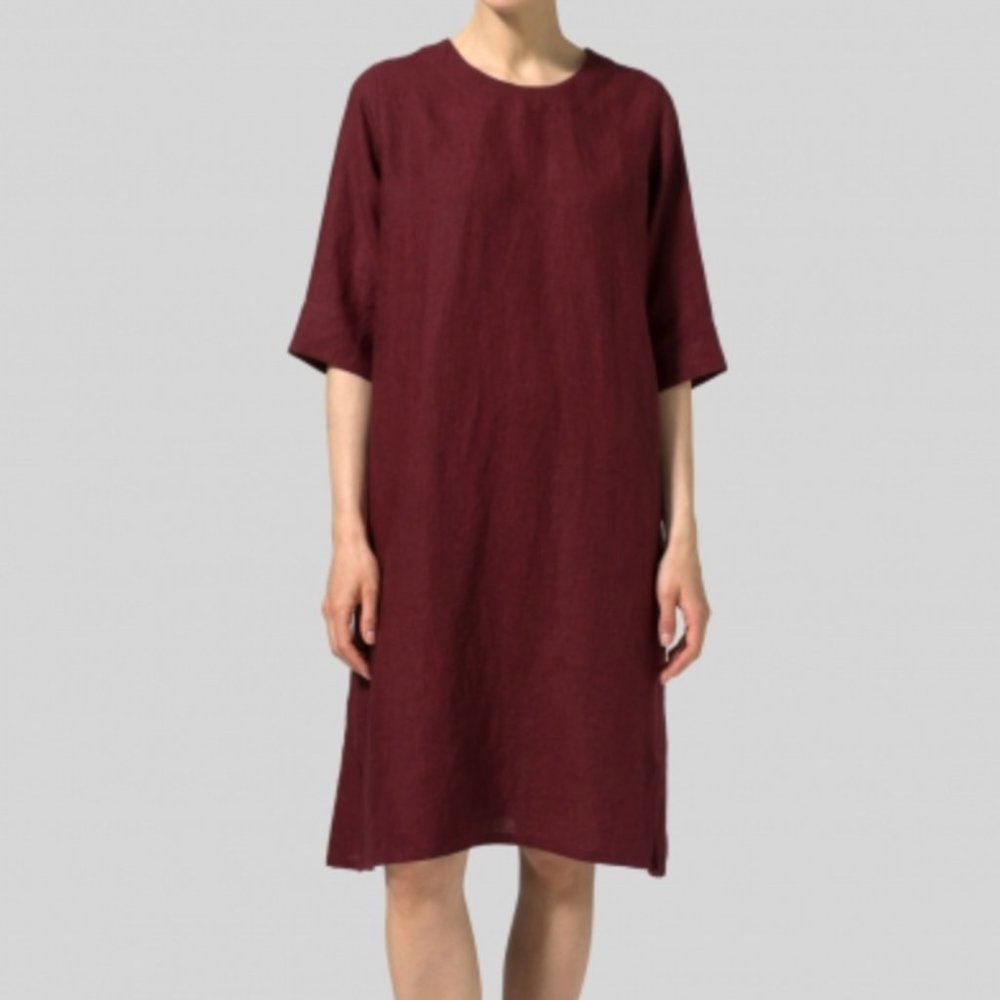 Vivid Linen Half Sleeve Dress
